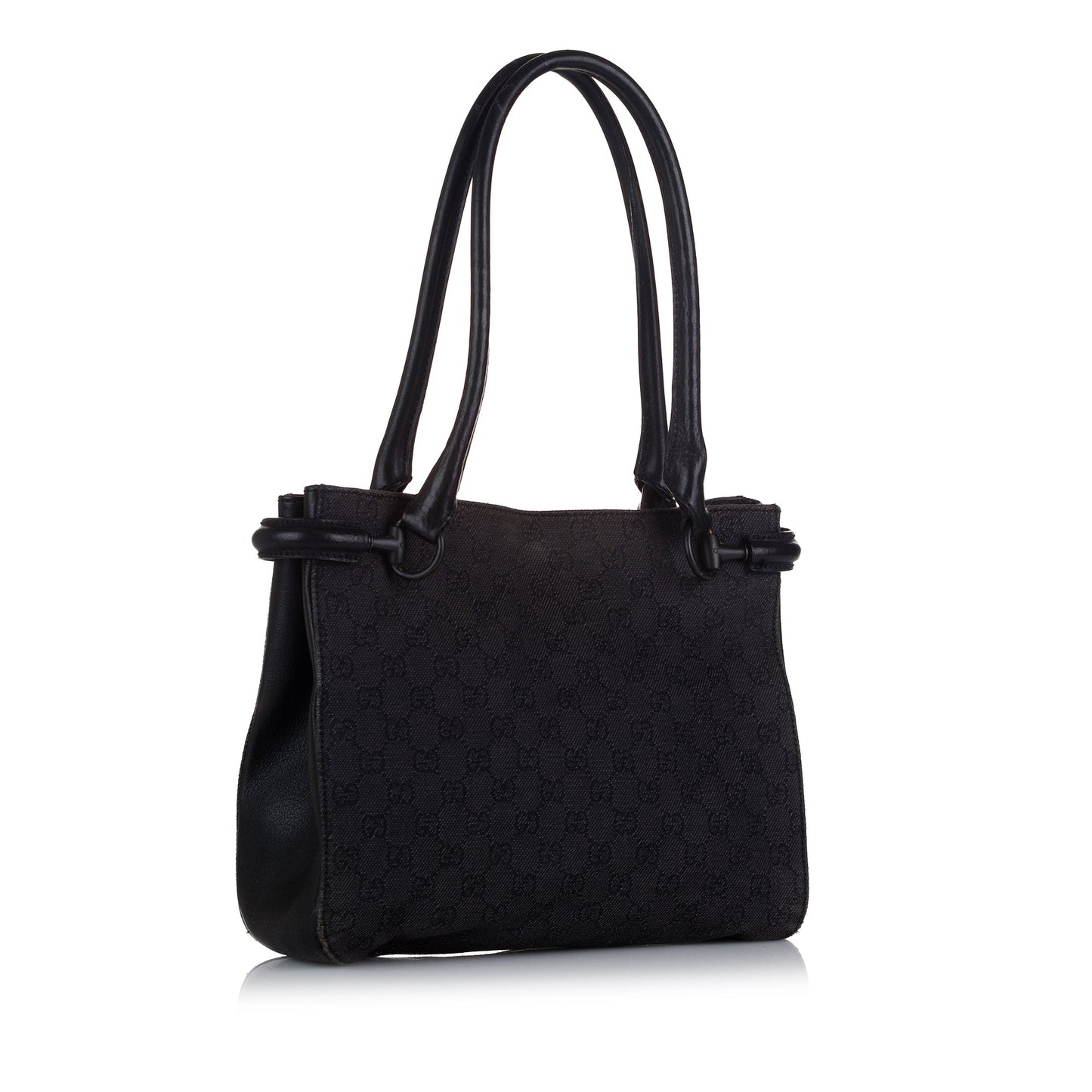 Gucci Black Leather Canvas Tote Style 24