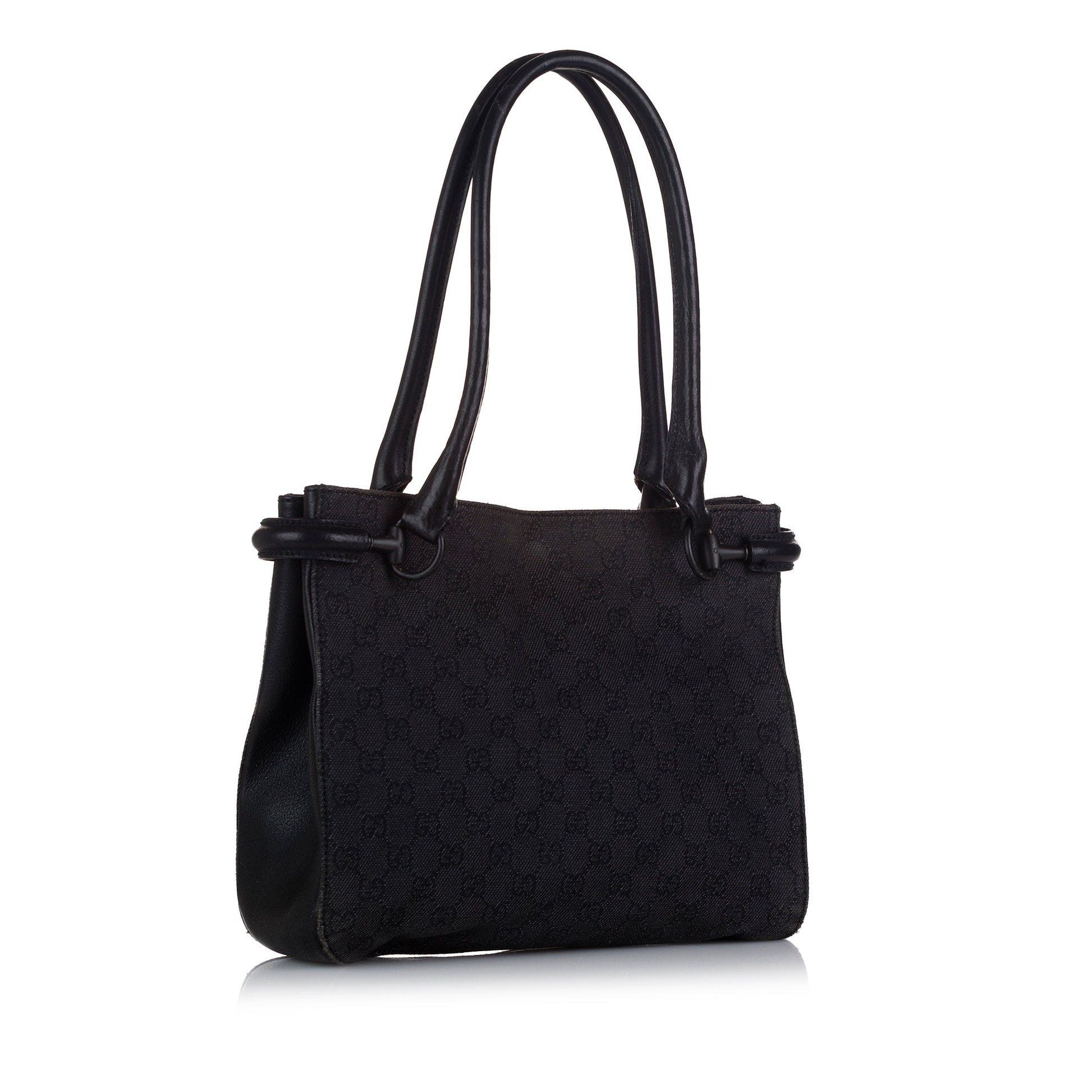Gucci Black Leather Canvas Tote Style 24