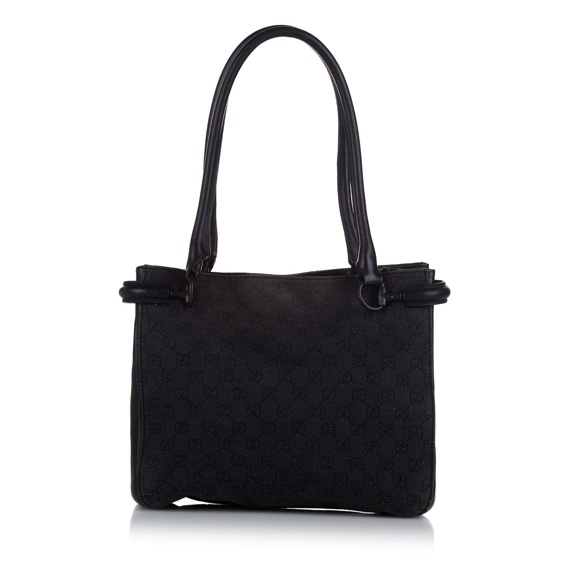 Gucci Black Leather Canvas Tote Style 24