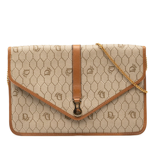 Brown Dior Honeycomb Coated Canvas Chain Crossbody