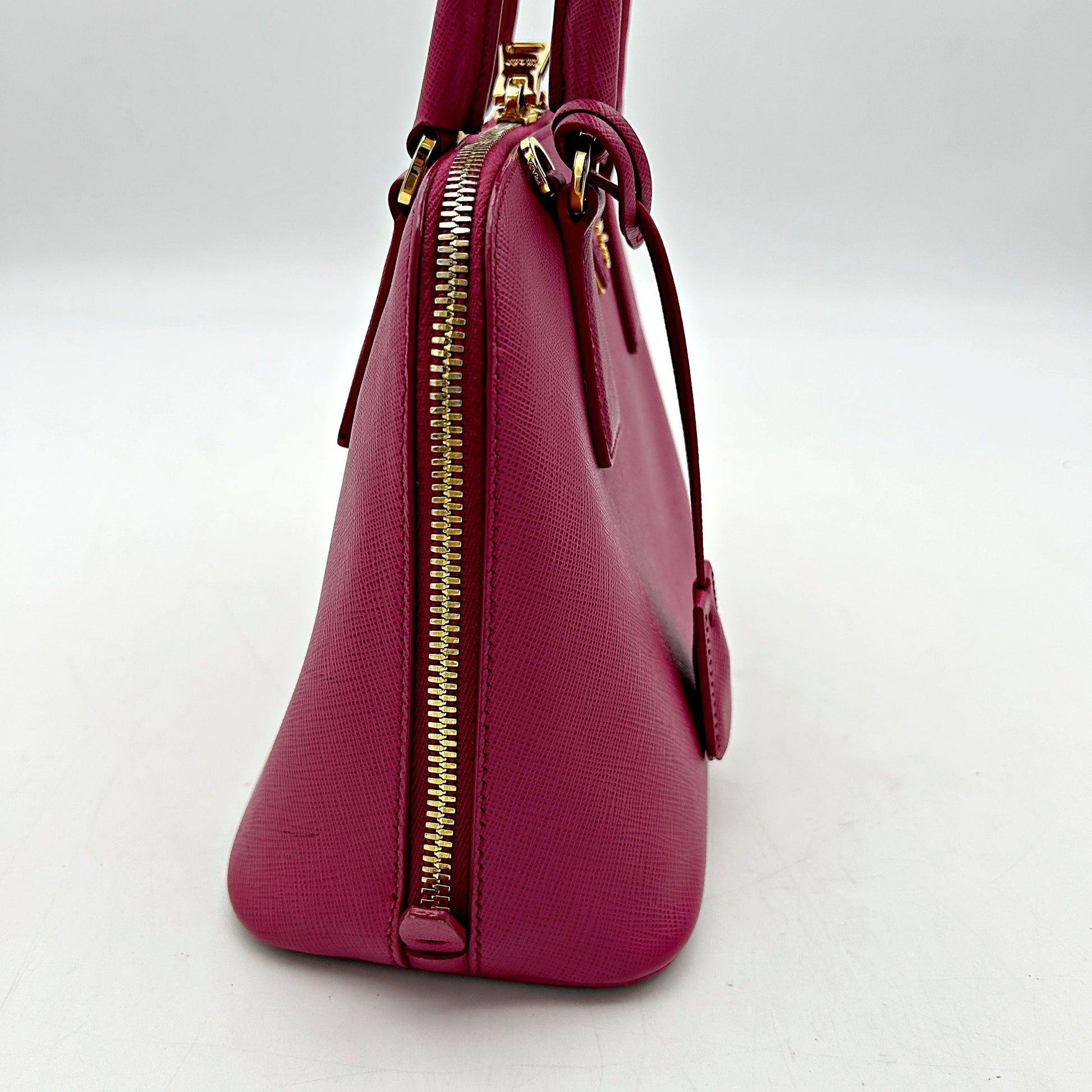 Prada Saffiano Lux Leather Promenade Medium - Red Handle Bags, Handbags LA9997
