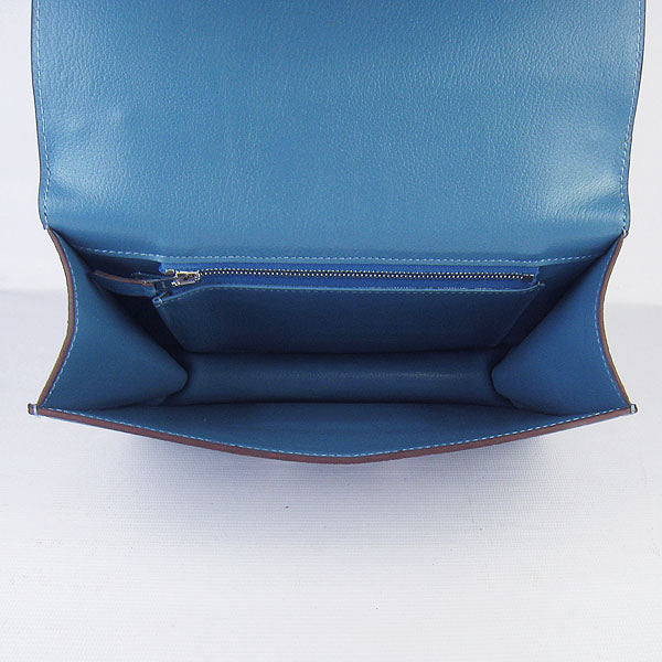 Luxury Hermes Constance Cowskin Leather Bag blue silver