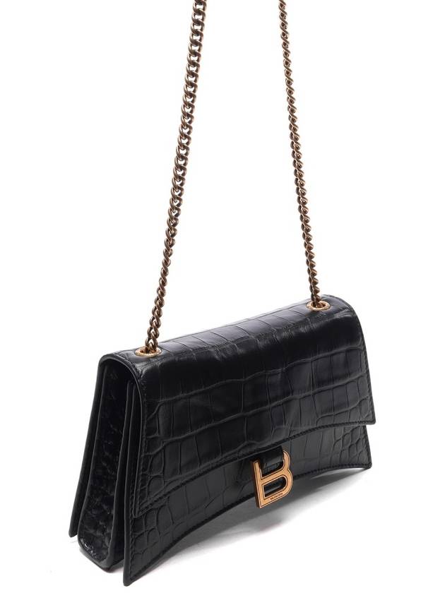 Luxury Balenciaga Trending 2026 Crush Crocodile Embossed Shoulder Bag Black
