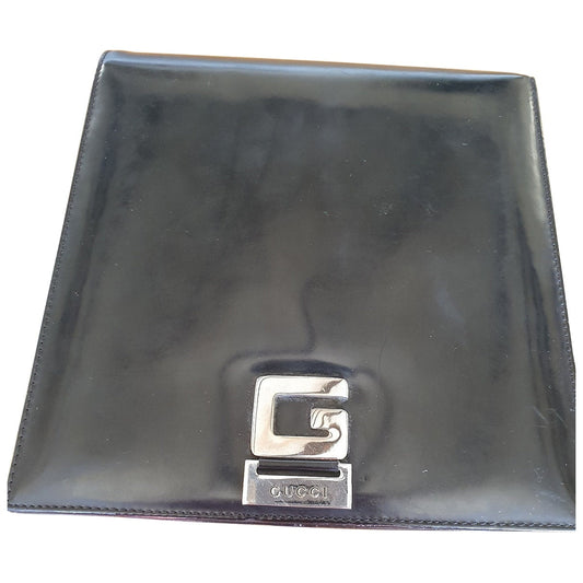 Gucci black leather clutch bag
