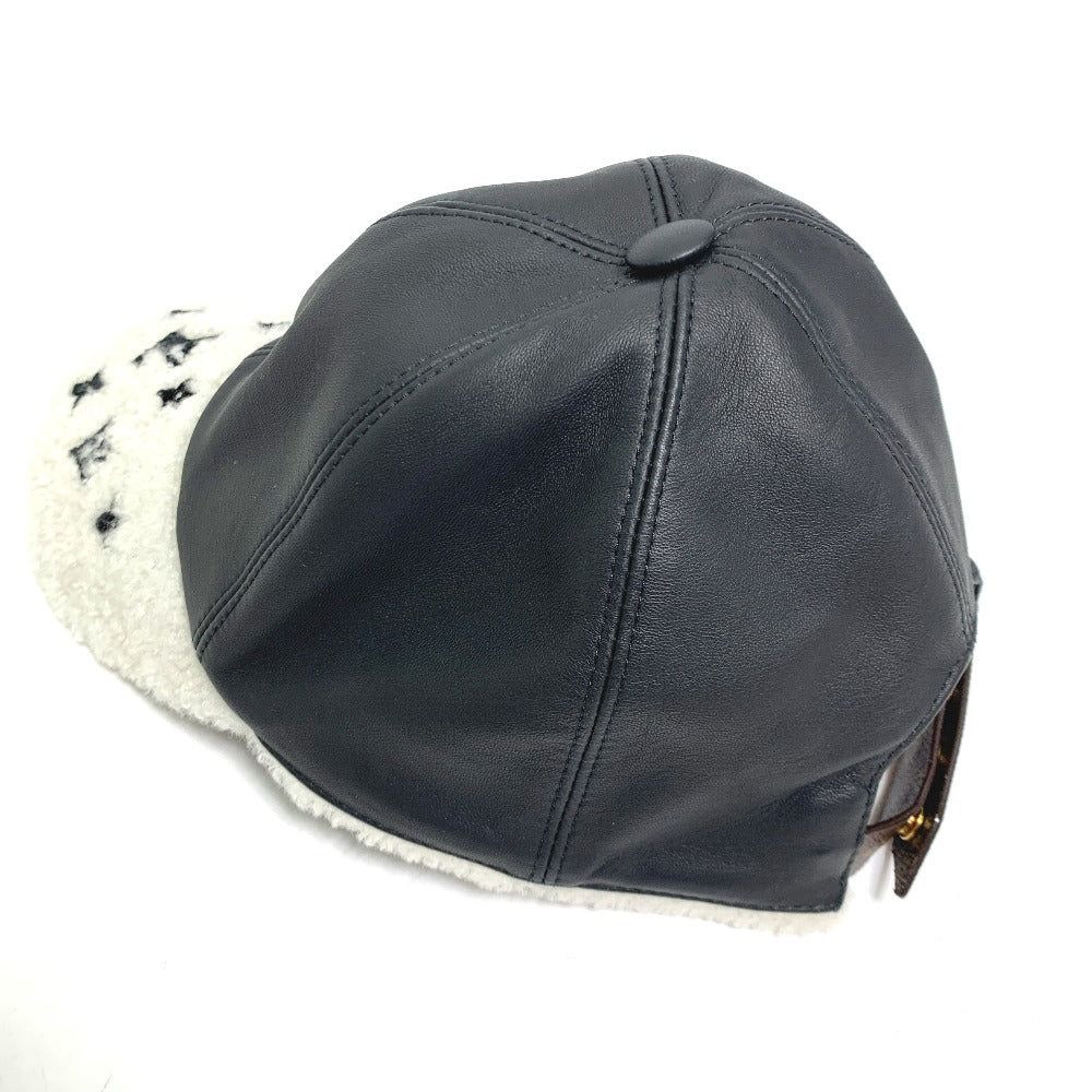 LOUIS VUITTON cap leather black cap sharing M
