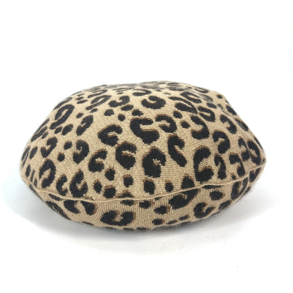 LOUIS VUITTON beret Cashmere, Silk beige hat Belle Maille Leopard Women