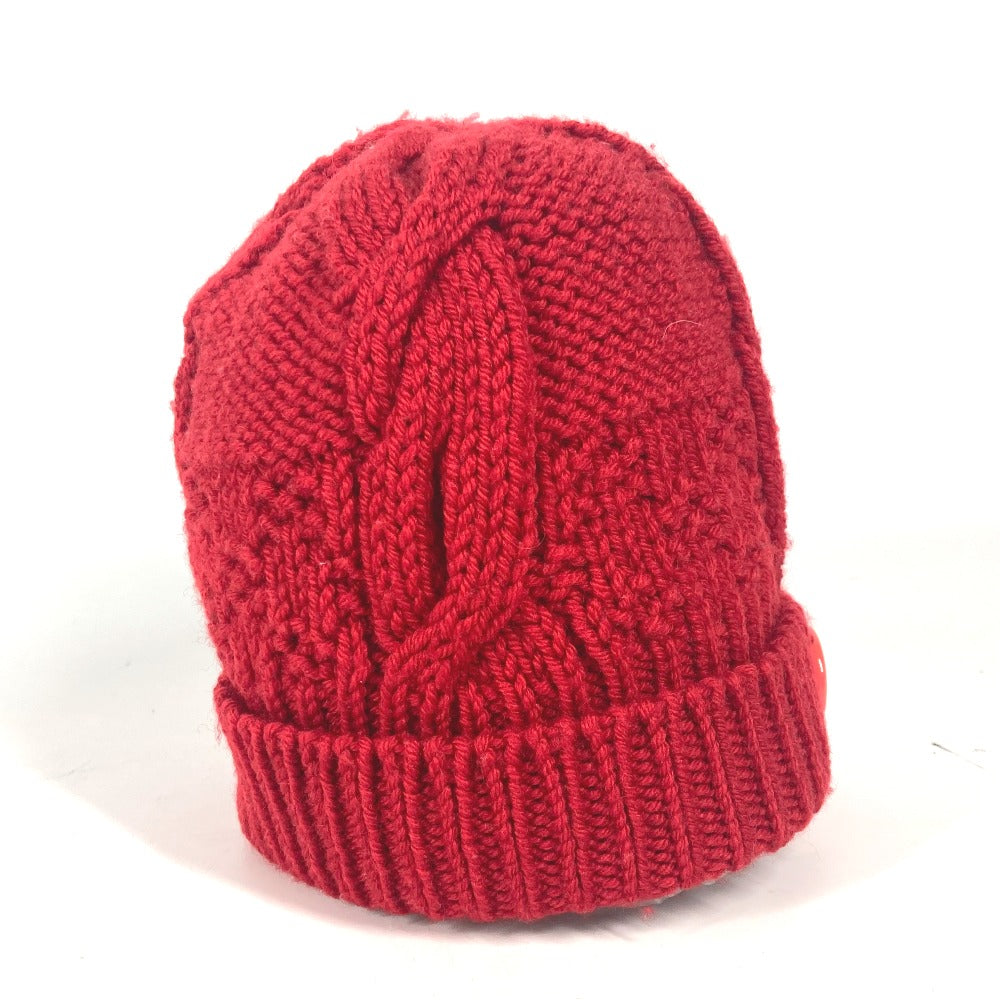 LOUIS VUITTON Knit hat wool Red With can badge Pone Constance Women
