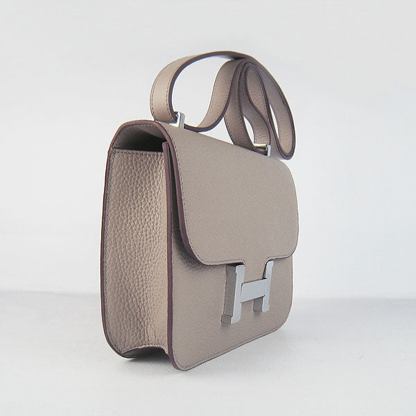 Luxury Hermes Constance Cowskin Leather Bag grey silver