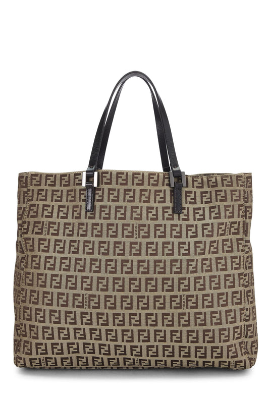 Fendi, Brown Zucchino Canvas Tote Small, Brown