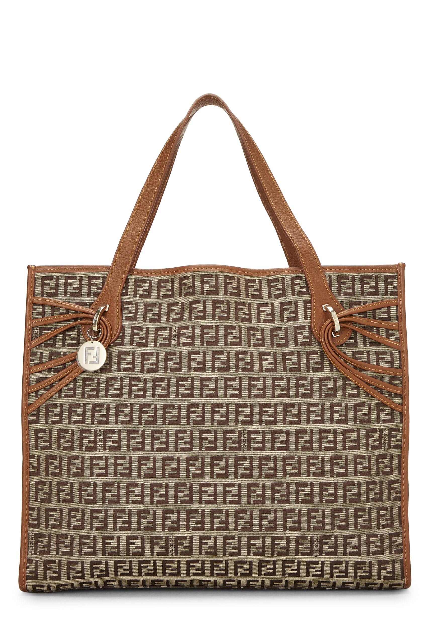 Fendi, Brown Zucchino Canvas Tote Medium, Brown