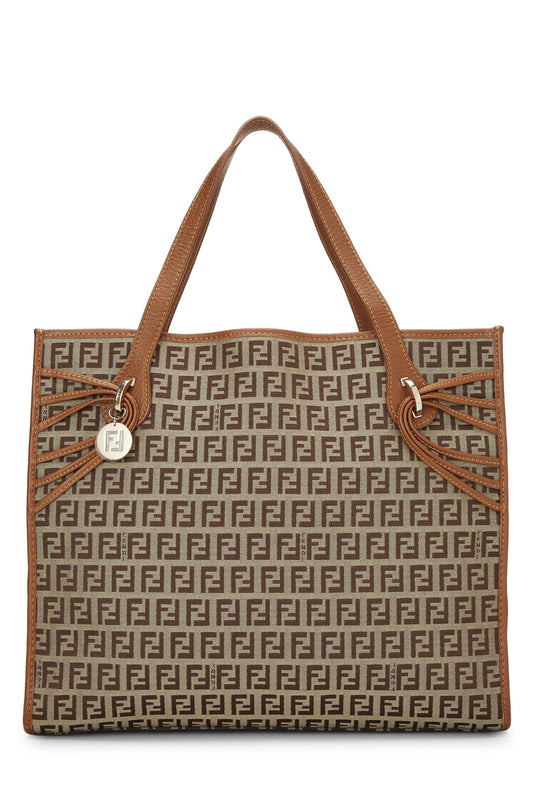 Fendi, Brown Zucchino Canvas Tote Medium, Brown
