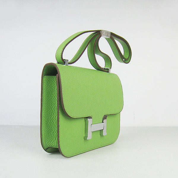 Luxury Hermes Constance Cowskin Leather Bag green silver