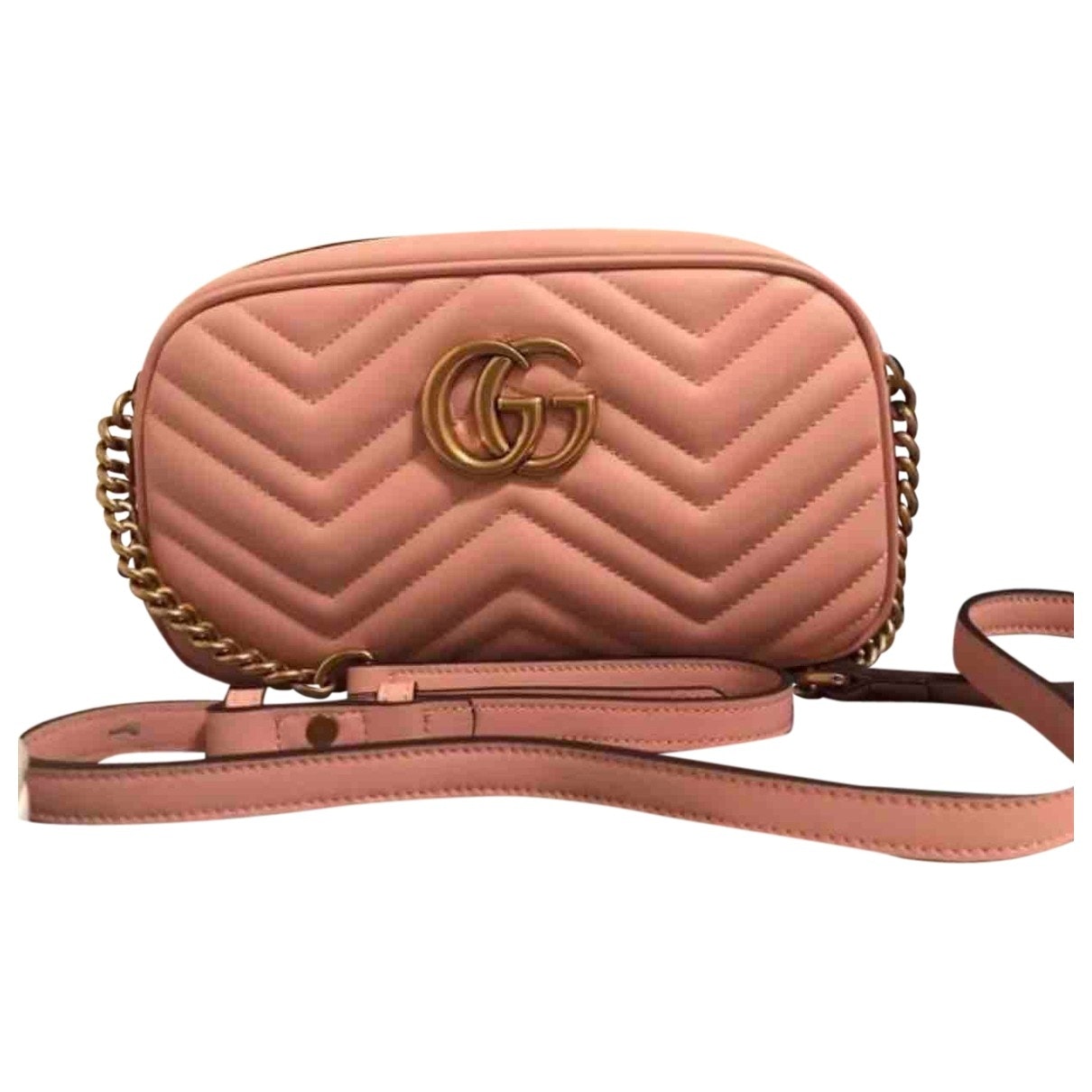 Gucci marmont pink leather handbag