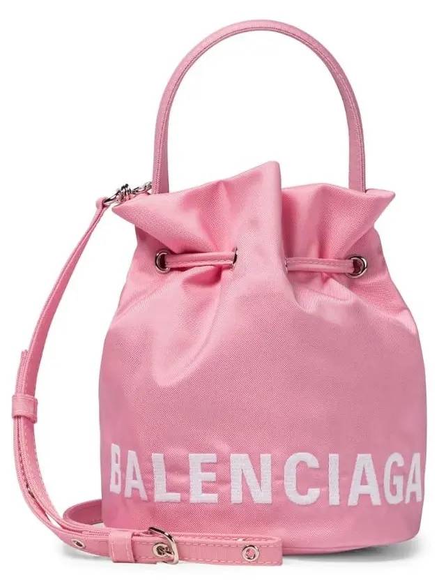 Luxury Balenciaga Trending 2026 Wheel XS Drawstring Bucket Bag Pink