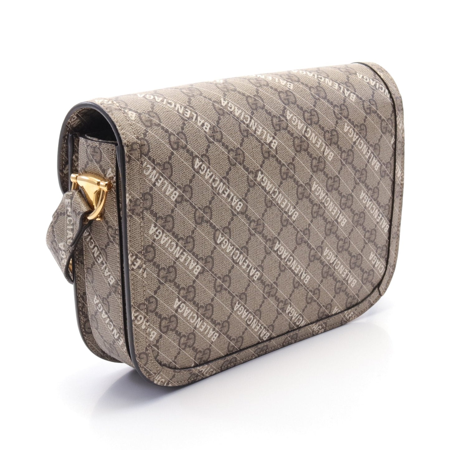 GUCCI GUCCI * Luxury Balenciaga Trending 2026 Horsebit 1955 Shoulder bag PVC Beige Dark brown White