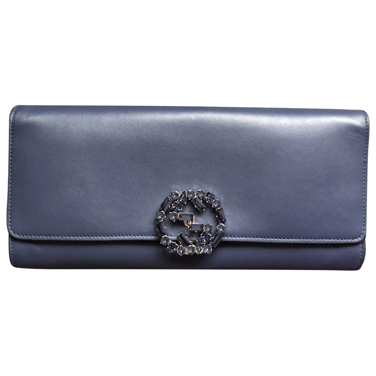 Gucci interlocking blue leather clutch bag