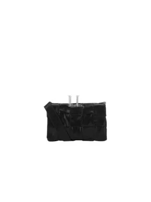 Luxury Bottega Veneta Cassette Intrecciato Small Leather Cross Bag Black