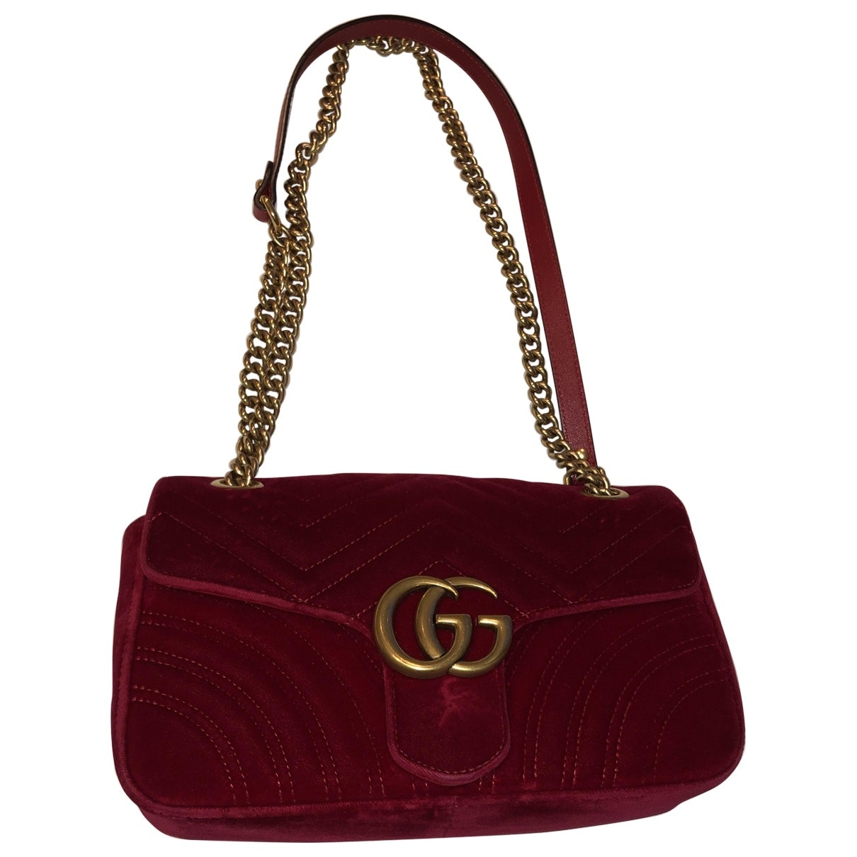 Gucci marmont red suede handbag