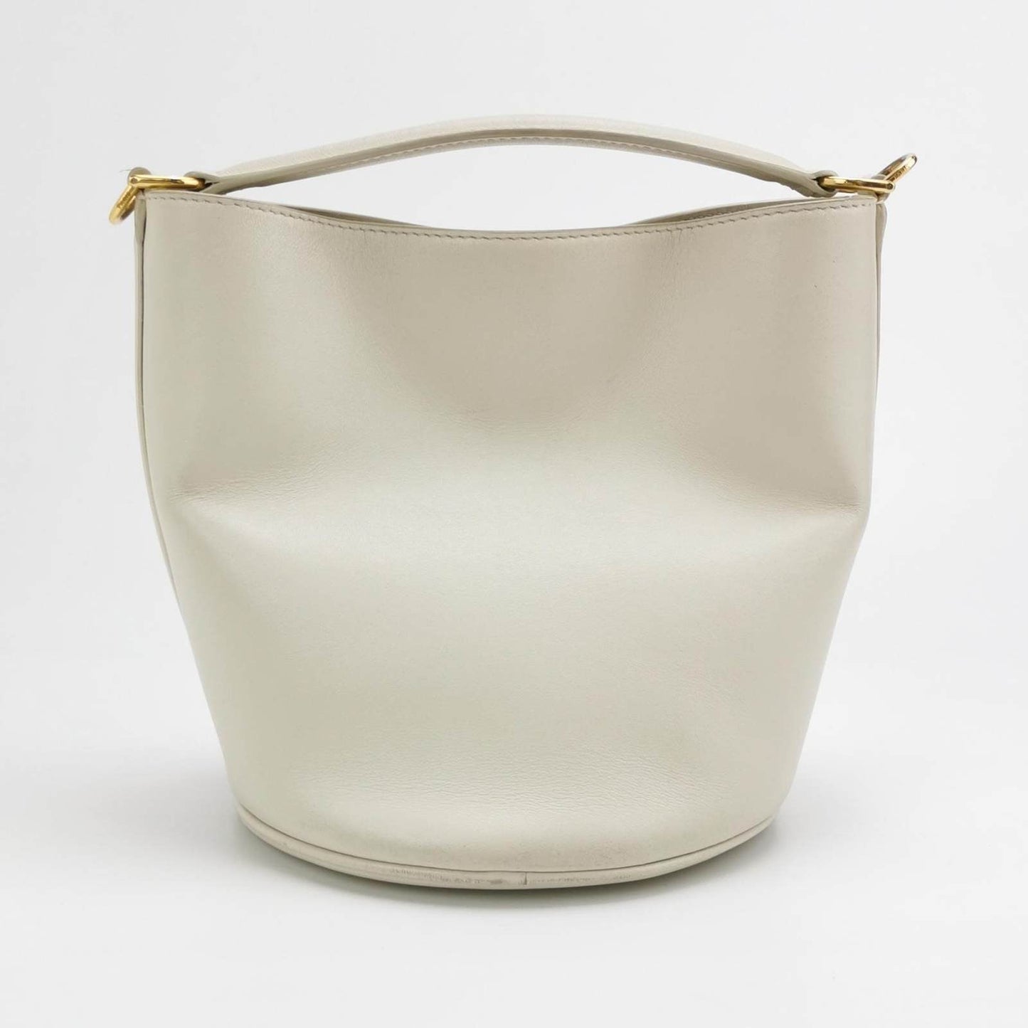 Celine 16 Bucket Bag White Calfskin Leather Crossbody Bag