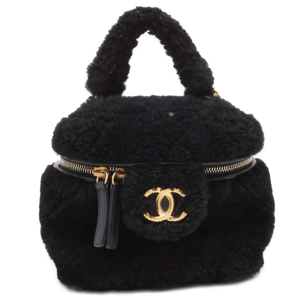 CHANEL Chain Vanity Black AS3357 Shearling
