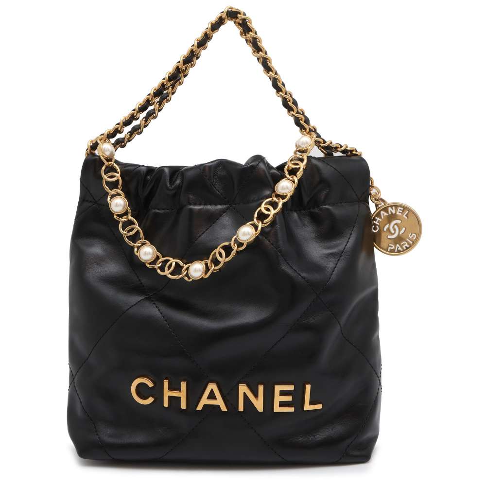CHANEL CHANEL 22 Pearl 2wayHandbag Black AS3980 Shiny Calf Leather Size Mini