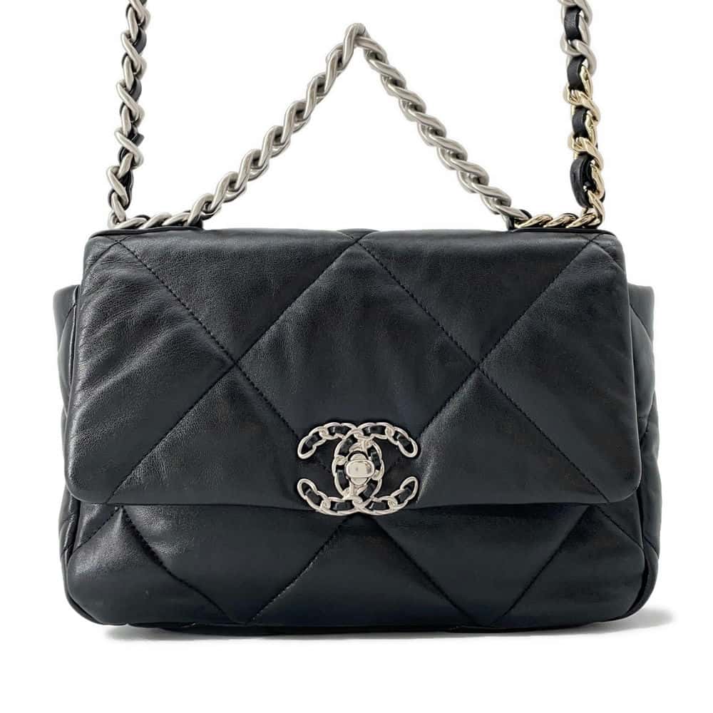 CHANEL CHANEL19 CC Logo ChainShoulder Black AS1160 Lambskin