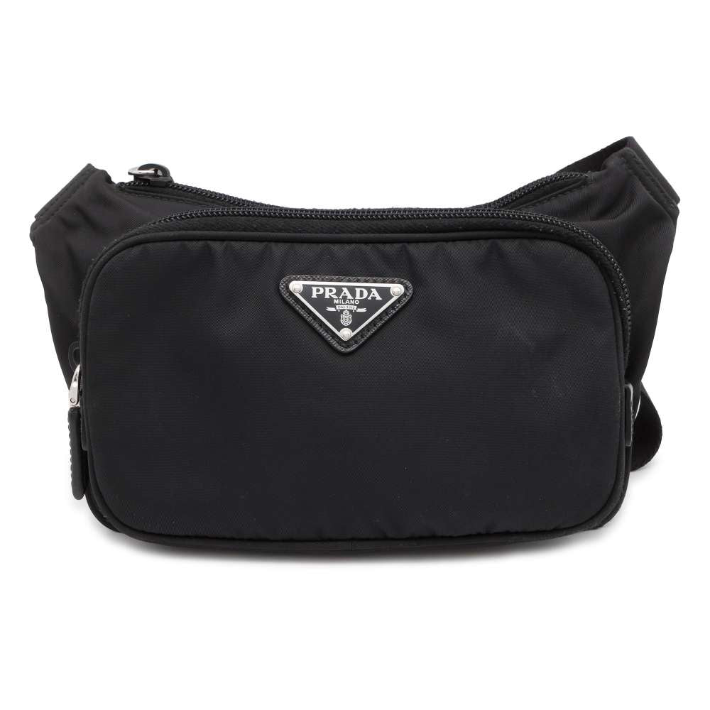 PRADA Shoulder Bag Black Nylon Leather
