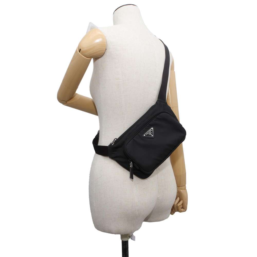 PRADA Shoulder Bag Black Nylon Leather
