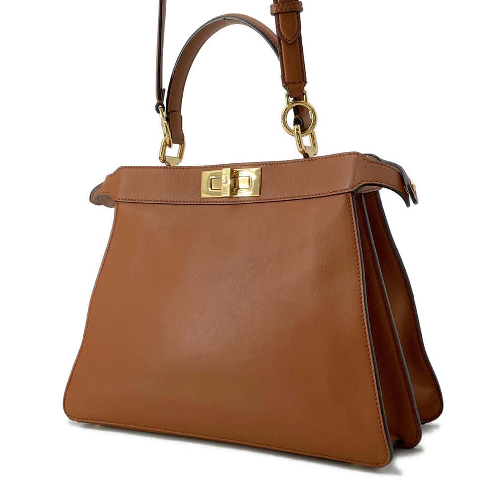 FENDI I see you Peekaboo Brown 8BN321 Leather Size Medium