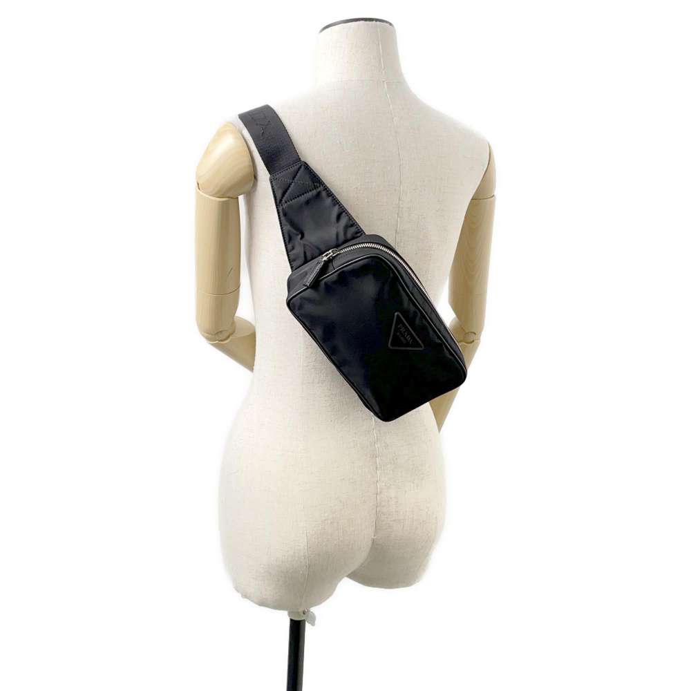 PRADA Logo Crossbody Bag Black 2VL977 Nylon