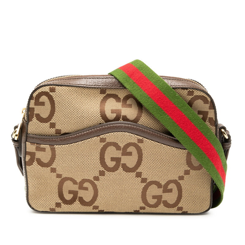 Gucci Jumbo GG Canvas Leather Shoulder Bag