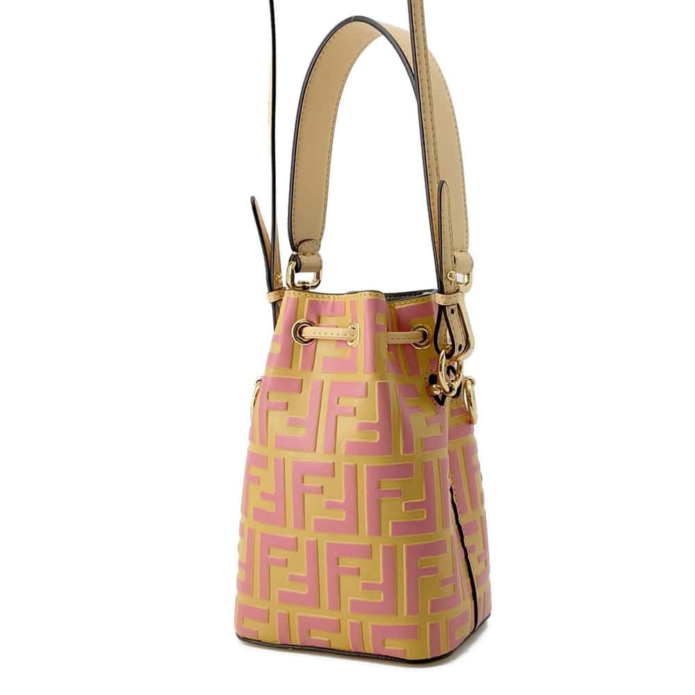 FENDI Montresor bucket bag Beige/Pink 8BS010 Leather Size Mini