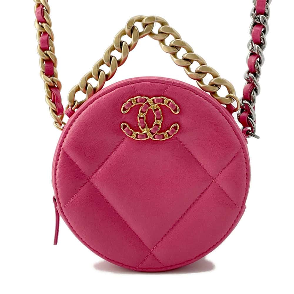 CHANEL CHANEL19 Round 2WAY Shoulder Bag Pink AP0945 Lambskin