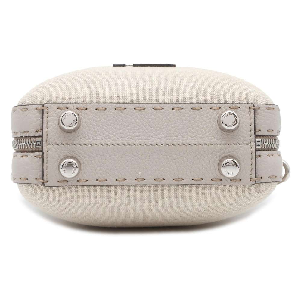 FENDI FF motif 2WAY Shoulder Bag Beige 7VA552 Canvas Leather