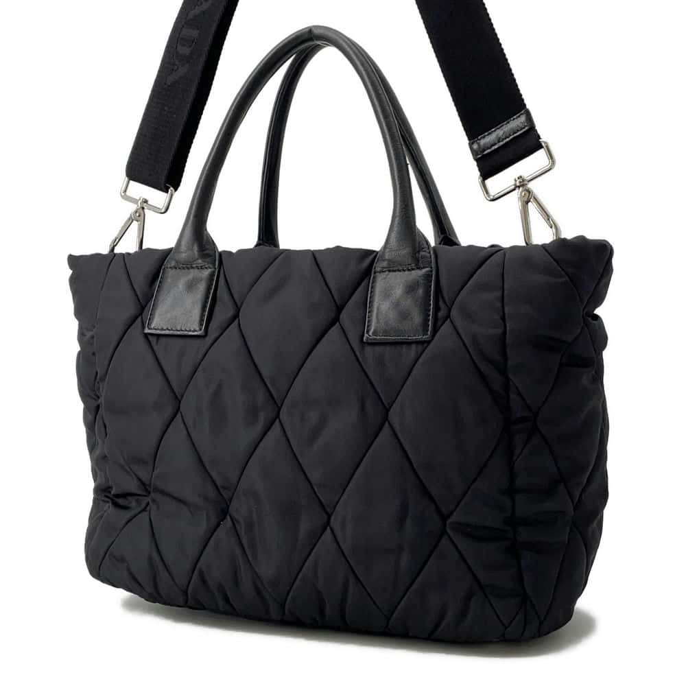 PRADA Bomber 2way Tote Bag Black Nylon