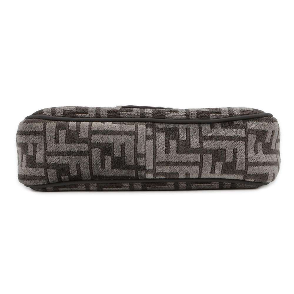 FENDI Zucca ChainShoulder Bag Gray 8BR793 Viscose Polyester Cotton Calf Leather