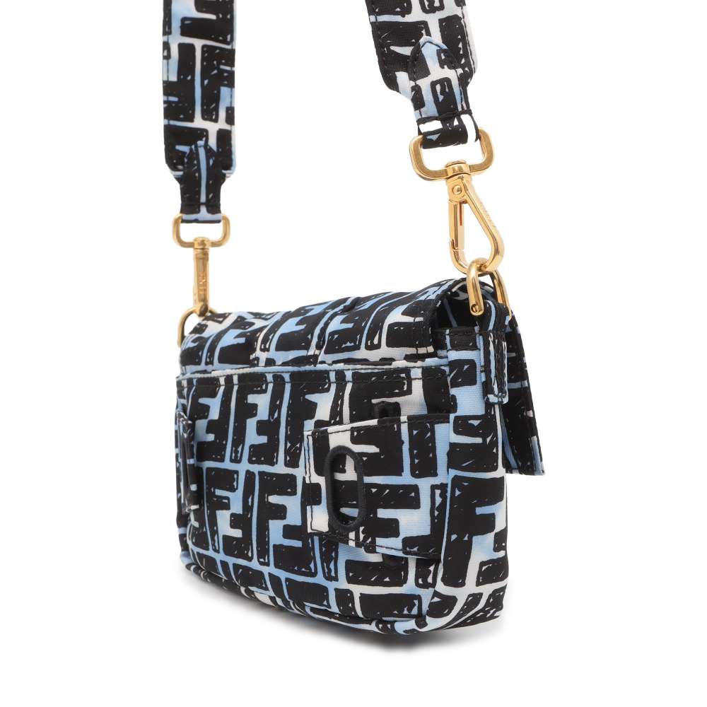 FENDI Zucca Mini Baguette Joshua Vides Collaboration Black/Blue 8BR784 Nylon