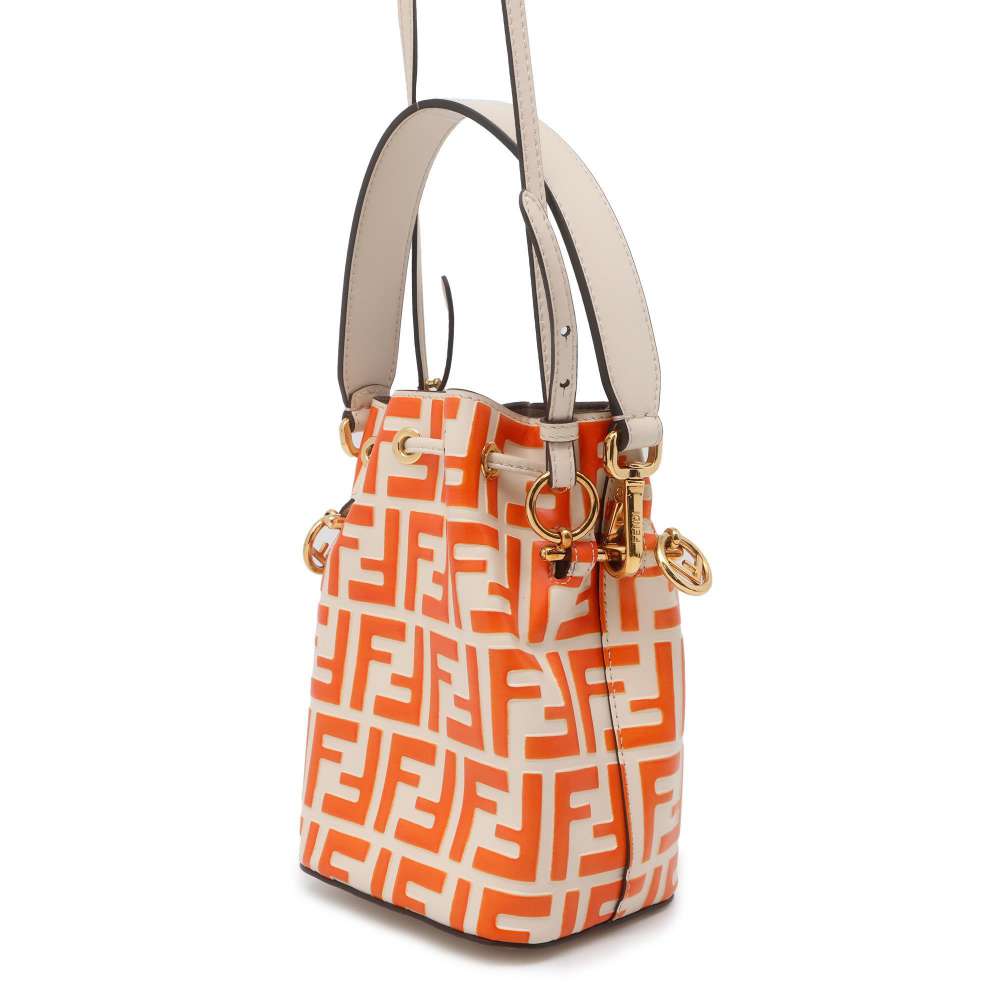 FENDI Montresor 2WAY Shoulder Bag Ivory/Orange 8BS010 Leather Size Mini