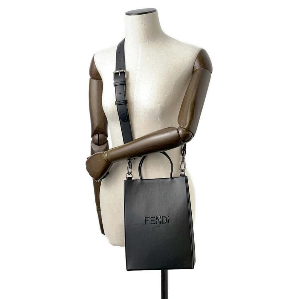FENDI 2way Shopping Tote Black 7VA512 Leather