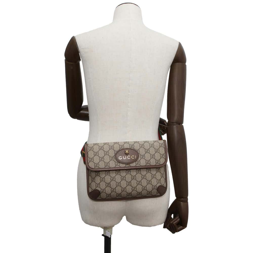 GUCCI Neo GG Supreme Belt Bag Beige 493930 PVC Leather