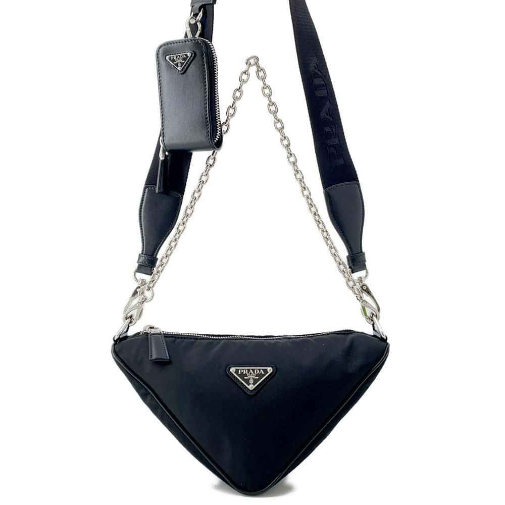 PRADA Triangle Shoulder Bag Black Nylon