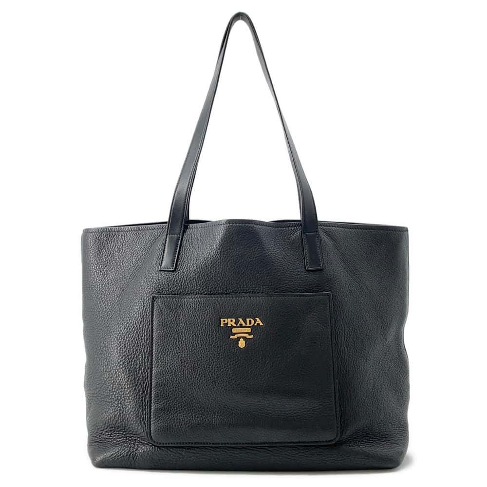 PRADA Tote Bag Black Leather