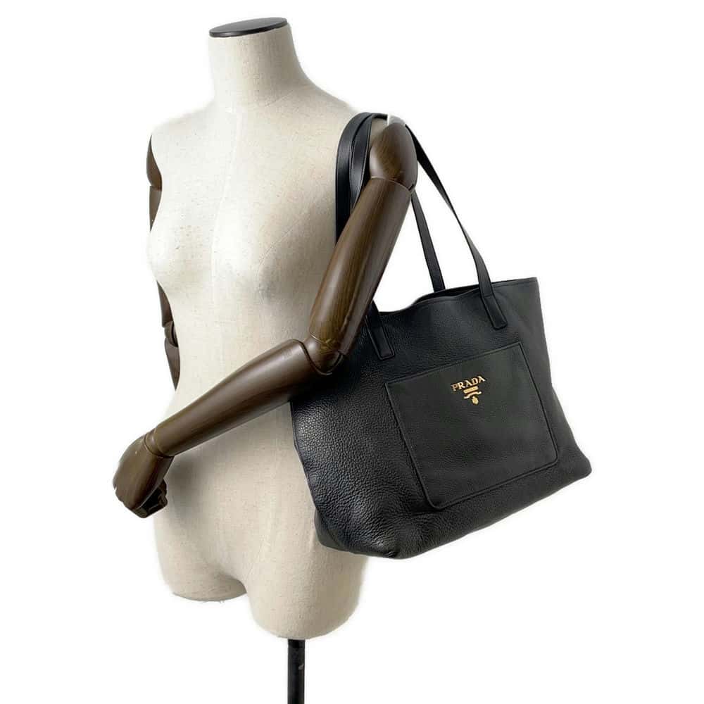 PRADA Tote Bag Black Leather