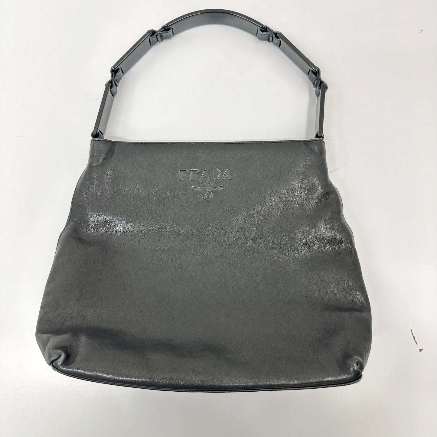 PRADA Leather Shoulder Bag Black AB Rank pr9911js