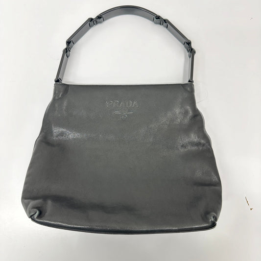 PRADA Leather Shoulder Bag Black AB Rank pr9911js