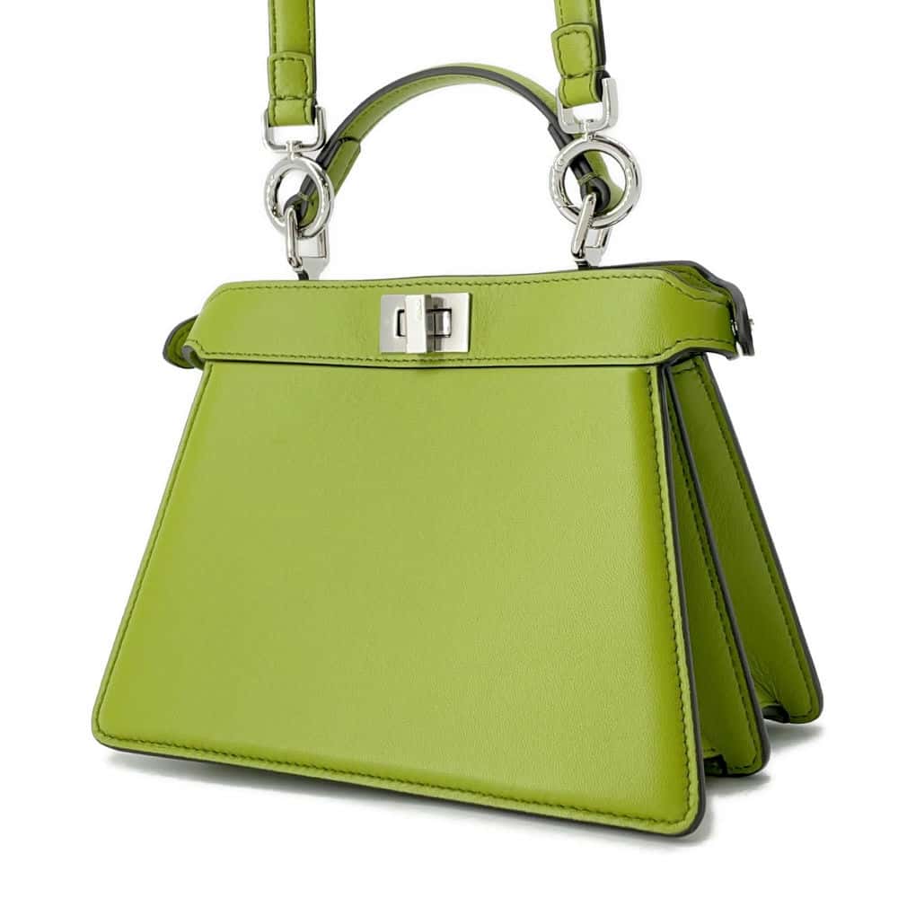 FENDI Peekaboo ISeeU Green 8BN335 Leather Size Petit