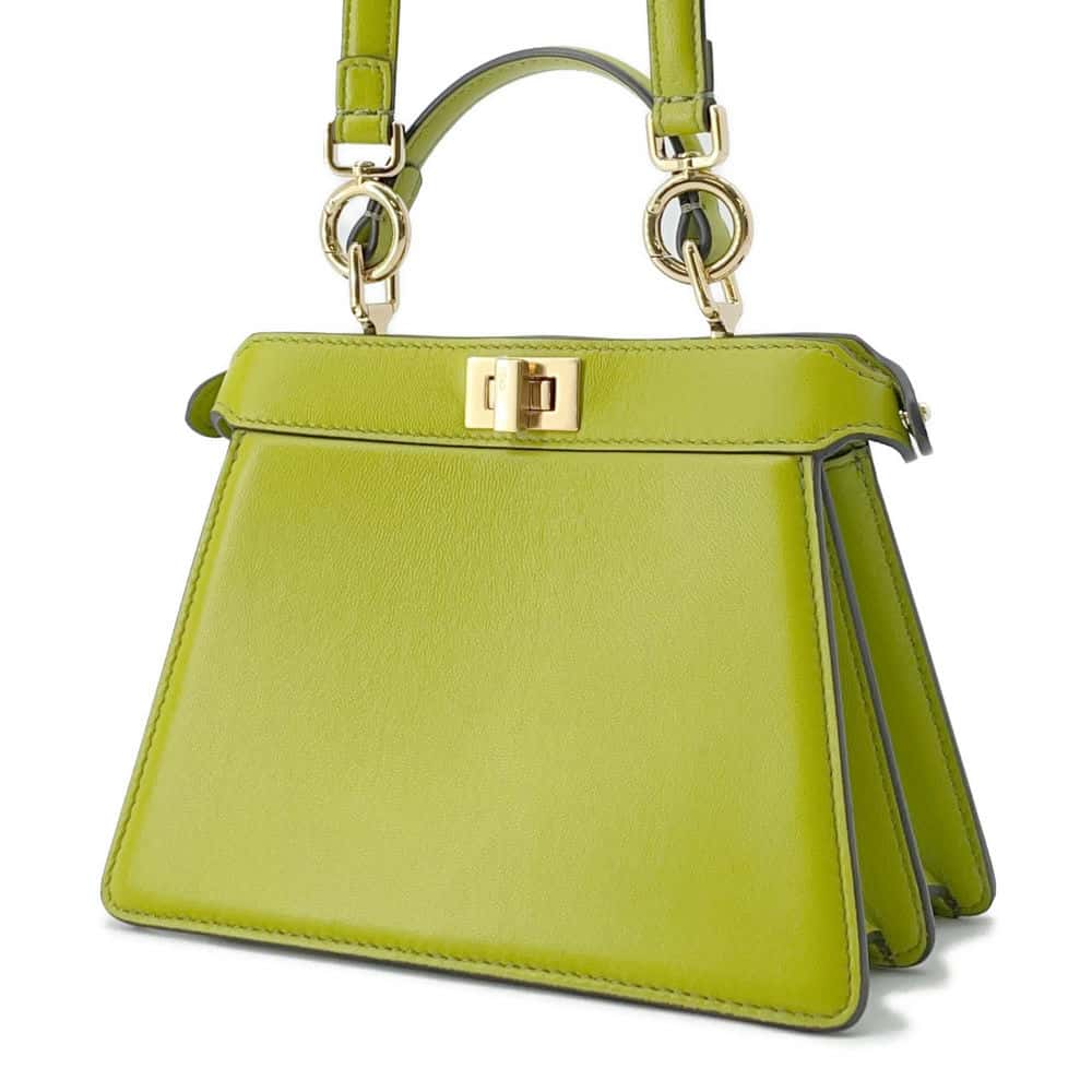 FENDI Peekaboo ISeeU Light Green 8BN335 Leather Size Petit
