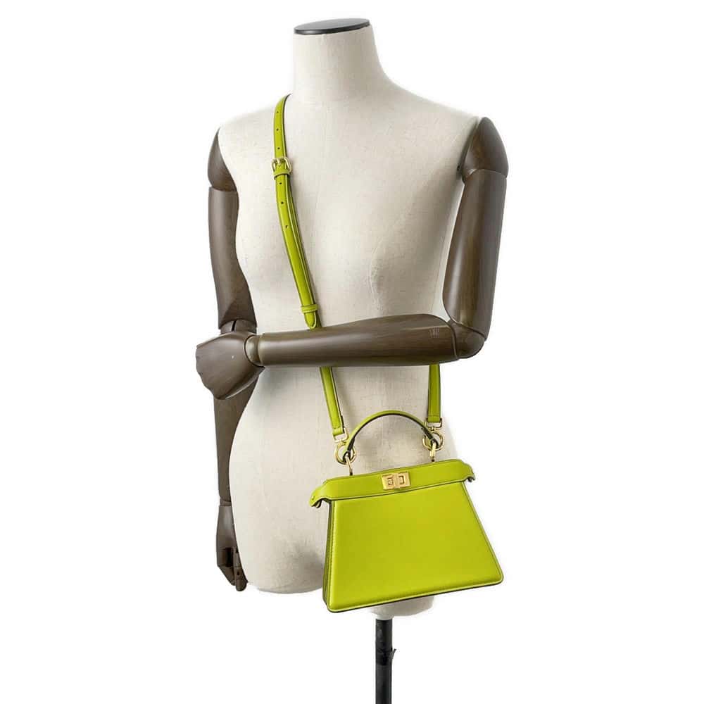 FENDI Peekaboo ISeeU Light Green 8BN335 Leather Size Petit