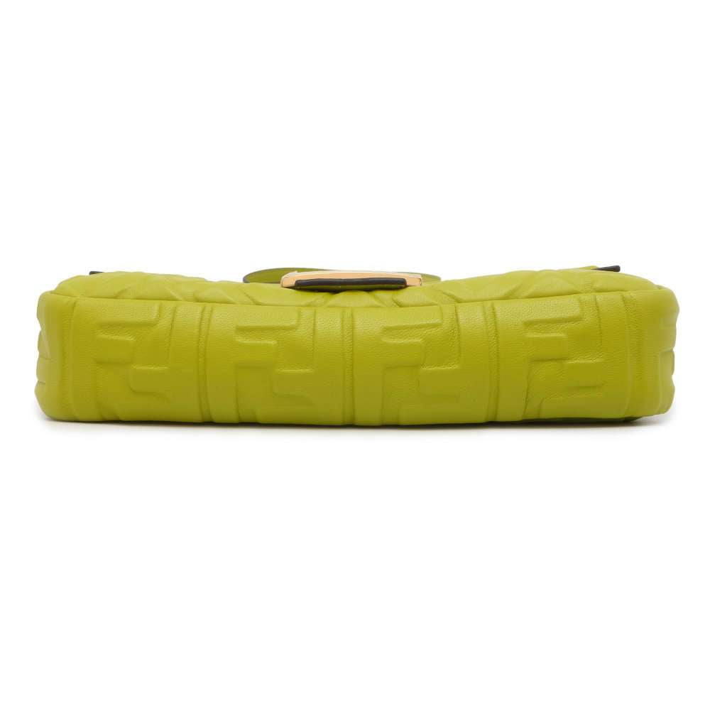 FENDI Shoulder Bag Baguette Zucca Green 8BR600 Leather