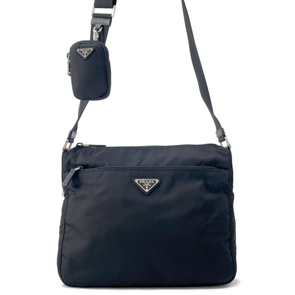 PRADA Re-Nylon Shoulder Bag Black Nylon Leather